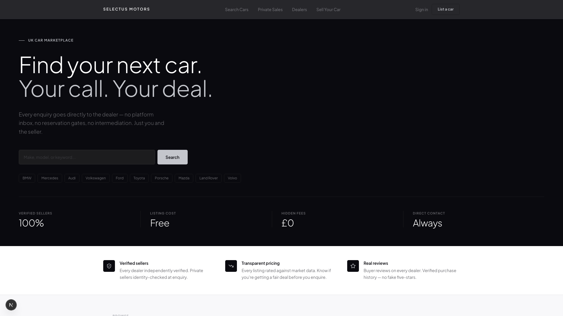 Selectus Motors consumer marketplace